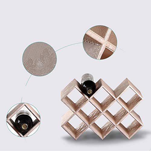 Countertop Shape Bamboo Wood Leather Wine Rack - Waterproof Countertop Cabinet Wine Holder Storage Stand Cellar, Table Top Wine Bottle Storage Sl