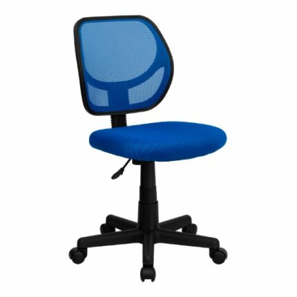 Flash Furniture Low Mesh Swivel Task Office Chair with Curved Square Back, Foam, Blue, Set of 1