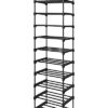 AkoaDa 10 Tiers Shoe Rack, Tall Narrow Versatile Shoe Rack for Living Room Bedroom Kitchen (Black)