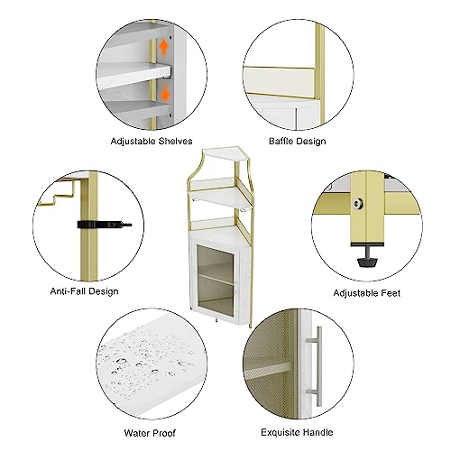 Amyove Wine Cabinet, Engineered Wood Metal, Gold, S