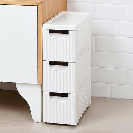OPSREY Bathroom Thin Floor Cabinet with Drawer, Toilet Side Storage Shelf, Freestanding Bathroom Storage Organizer for Bedroom, Hallway
