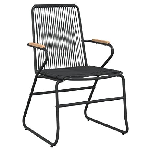 vidaXL Garden Dining Set 7 Piece, Table and Armchairs for 6, Outdoor Dining Set for Patio Terrace, Lounge Set, Modern Style, Black PVC Rattan