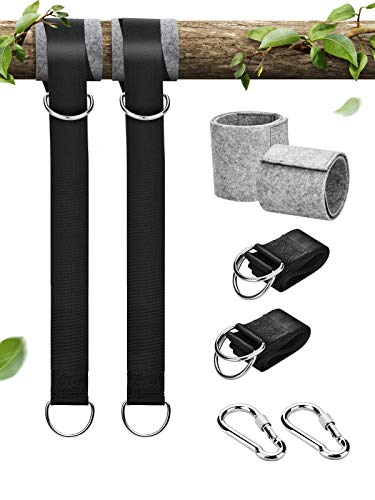 BlueFire Tree Swing Straps, 316cm Extra Long Hammock Tree Straps With 2 Heavy Duty Safety Lock Carabiner Hooks & D-rings, Perfect for Hammock Han