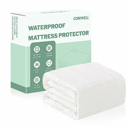 Coriwell Full Size Waterproof Mattress Protector - Rayon from Bamboo Mattress Cover Washable - 3D Air Fabric Ultra Soft Breathable Cooling Noisel