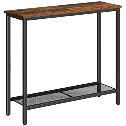 HOOBRO Console Table, Slim Console Table for Hallway, Entryway Table with 2 Shelves, Industrial Display Table, Slim Sofa Table for Living Room, B