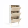 TJLSS 3-Drawer Shoe Accent Cabinet Oak Structure Shoe cabinet Home hallway shoe storage Shoe rack organizer