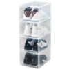 4Pcs Stackable Shoe Containers, Shoe Storage Organisers, Shoe Boxes, Clear Shoe Storage Dustproof Transparent Boxes, Stackable Shoe Containers, T