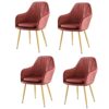 dining chair Set Of 4 Soft Seat And Back Velvet Living Room Chairs Sturdy Metal Legs Kitchen Chairs Reception Chair (Color : Dark green)