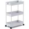 SPACEKEEPER Storage Trolley 3-Tier Slide Out Rolling Utility Cart Storage Shelf Rack on Wheels Multi-purpose Shelving Organizer for Office, Kitch