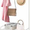 Coat Rack Shoe Bench with 8 removable Hooks, Metal Coat Hat Rack Free Standing Clothes Stand with 3-Tier Shoe Rack Bench, Hat Stand Hallway Organ