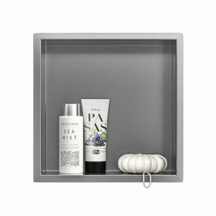 Bernkot Stainless Steel Shower Niche 12" X 12" Gunmetal No Tile Needed Recessed Shower Shelf Wall Niche for Bathroom Storage