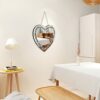 Aeveco Heart Shaped Silver Mirror for Wall Decoration with Crystal Crush Diamond, Dimention12x12x0.5 inch, Wall Hang Frameless Wall Mirror, Spark