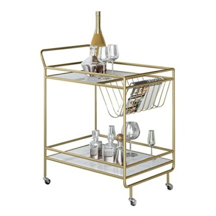 SLNFXC Kitchen IslandsFurniture Mobile Table Wine Dining Car Designer Golden Glass Storage Trolley (Color : D, Size : 1pcs)