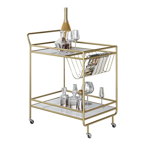 JYDQM Kitchen IslandsFurniture Mobile Table Wine Dining Car Designer Golden Glass Storage Trolley (Color : D, Size : 1pcs)