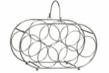 Premier Housewares 6 Bottle Wine Rack with Handle - Chrome