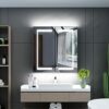 Tokvon® Gemini Bathroom Mirror Cabinet with LED light Wall Mounted with 2 doors dual plug shaver socket Anti-fog Demister Adjustable Dimmer 630 x
