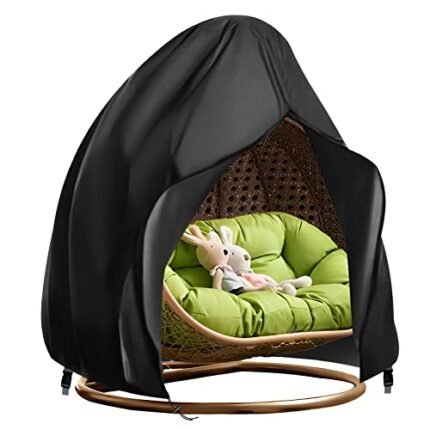 Double Egg Chair Cover Waterproof Hanging Egg Chair Covers Patio 420D Heavy Duty Egg Chair Cover Oxford Fabric Windproof Anti-UV Rattan Swing Cha