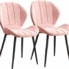 dining chair Kitchen Dining Room Furniture Chairs Dining Chairs Set Of 2 Velvet Padded Seat Sturdy Black Steel Legs Comfy Backrest Kitchen Bedroo