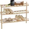 Trenect Bamboo Shoe Rack for Entryway 6 Tier Narrow Vertical Small Shoe Rack Closet Shoe Storage Stackable Shoe Organizer Shoe Shelf for Small Sp
