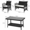 WODMB Rattan Garden Furniture Outdoor 4pcs Patio Sofa Set chairs Table w/Beige Cushion (Color : A, Size : One size)