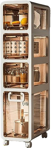 OPSREY Slim Bathroom Cabinet Storage, Large Capacity Slim Toilet Paper Storage Cabinet with Clear Drawers and Casters, Waterproof Toilet Paper St