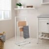 HOMERECOMMEND Metal Towel Rack Stand Bathroom freestanding Towel Racks for Bathroom Outdoor Towel Rack 3 Bars Freestanding Drying Shelf White Was