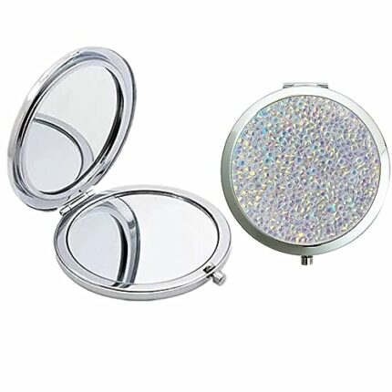 ramoni Travel Magnifying Mirror,Compact Mirror,Compact Mirror for Handbag,Double-Sided Mirror,Flat Mirror and 2x Magnifying Glass,Portable Handhe