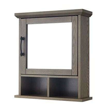 Teamson Home Russell Wooden Bathroom Wall Mirrored Medicine Cabinet 15.2 cm x 45.7 cm x 52.3 cm Salt Oak EHF-F0015