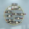 EYLINK Metal Gold Wine Bottle Holder Wall Mounted Display, Wine Racks Wall Hanging Mounted Wine Champagne Glass Goblets Stemware Rack Holder, Rou