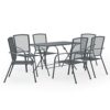 WODMB 3pcs/5pcs/7pcs Garden Dining Set Steel Anthracite Outdoor Furniture Set Deaks and Chairs (Color : 3pcs, Size : One size)