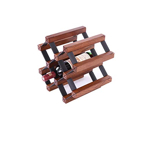 Yalych Countertop Oblique Grid Shape Bamboo Wood Wine Rack - Wooden Countertop Cabinet Wine Holder Storage Stand Cellar, Table Top Wine Bottle St