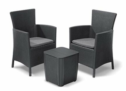 Allibert Iowa Balcony Set Poly Cotton Cushions Graphite/Cool Grey