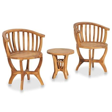 TJLSS Garden Bistro Set 3pcs Solid Teak Wood This Bistro Set Is Easy to Assemble Garden Set