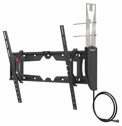 Barkan 19-80 inch Tilt TV Wall Mount with Integrated HDTV Indoor Antenna, For all wall types, Flat/Curved Screen Bracket, Holds up to 50kg, Auto