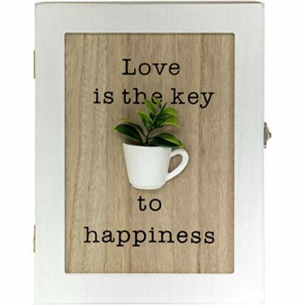 Maison Des Cadeaux Wooden Wall Mounted 'Plant Cup' 6 Key Cabinet Keyhole Box Key Holder