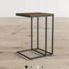 ASPECT Alana Wooden Top Side End Laptop Table/Sofa Couch Console Stand, Steel Vintage, 40x40x60 cm