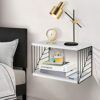 Floating Nightstand, Wood Bedside Shelf Wall Mounted with Drawer, Modern Style Bedside Table, Floating End Table, 2 Tier Floating Shelves for Bed