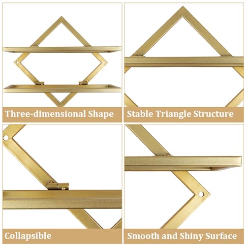 CYEAH Metal Wall Mounted Wine Holder Set of 2, Gold Foldable Hanging Wall Wine Rack Organizers, Red Wine Bottle Display Hanger with Screws for Ho