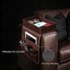 SITHON Sofa Remote Control Holder with Detachable Tray - [Non Slip] PU Leather Chair Couch Armrest Organizer Caddy with 5 Pockets for Magazines P