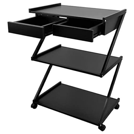 EBANKU 3-Tier Salon Rolling Trolley Cart for Beauty Spa, Rolling Storage Cart with Wheels and Drawer, Utility Mobile Cart Organizer for Hair Styl
