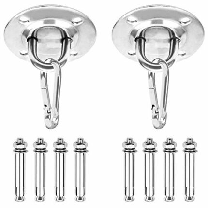 Anruyi 2 Set Swing Hook Heavy Duty, Hanging Chair Ceiling Hooks Hammock Hanging Hooks Kit Stainless Steel Ceiling Mount Hook for Porch Chair Yoga