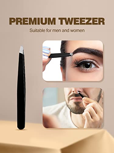 Macaki 20X Magnifying Mirror with 2 Suction Cups, 8.8cm Magnified Makeup Mirror and Slant Tweezers,1PCS,Black