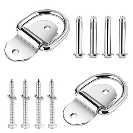 TooTaci D Ring Tie Downs 8mm,304 Stainless Steel D Ring Tie Downs Anchor with Screw Bolts,1800bls Breaking Strength Trailers Bracket Surface Moun