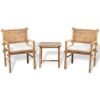 TJLSS Garden Coffee Table and Chairs 3 Piece Garden Bar Set with Bamboos Cushions for Home Garden Bar Patio Tee Table Furniture
