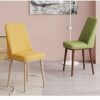 dining chair Kitchen Dining Room Furniture Chairs Fabric Upholstered Seat Dining Chair With Wood-Like Iron Feet Office Lounge Dining Kitchen Bedr