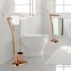 Relaxdays WIMEDO Towel Rack, Size: 84 x 26 x 16 cm Free-Standing Towel Stand in Copper with 2 Towel Rails, Copper