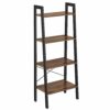 VASAGLE Ladder Shelf, Bookshelf, 4-Tier Industrial Storage Rack for Living Room, Bedroom, Kitchen, Rustic Brown and Black LLS44X