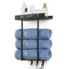 ODSNANIE Wall Mounted Towel Racks, Towel Holder for Small Bathroom Towel Drying Rack Towel-Bars, Drilling Available Towel Shelf Black Towel Stora