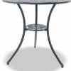 Centurion Supports POSITANO Luxurious Garden & Patio Table & 2 Large Chairs with Armrests Cast Aluminium Bistro Set - Graphite