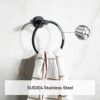 SARIHOSY Round Towel Ring Matt Black Bath Towel Rail Bathroom Kitchen, Hanging Towel Hanger Bathroom Accessories Hotel Square, Hand Towel Rail Ho